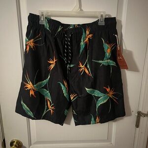 Tropical Black Swim Shorts